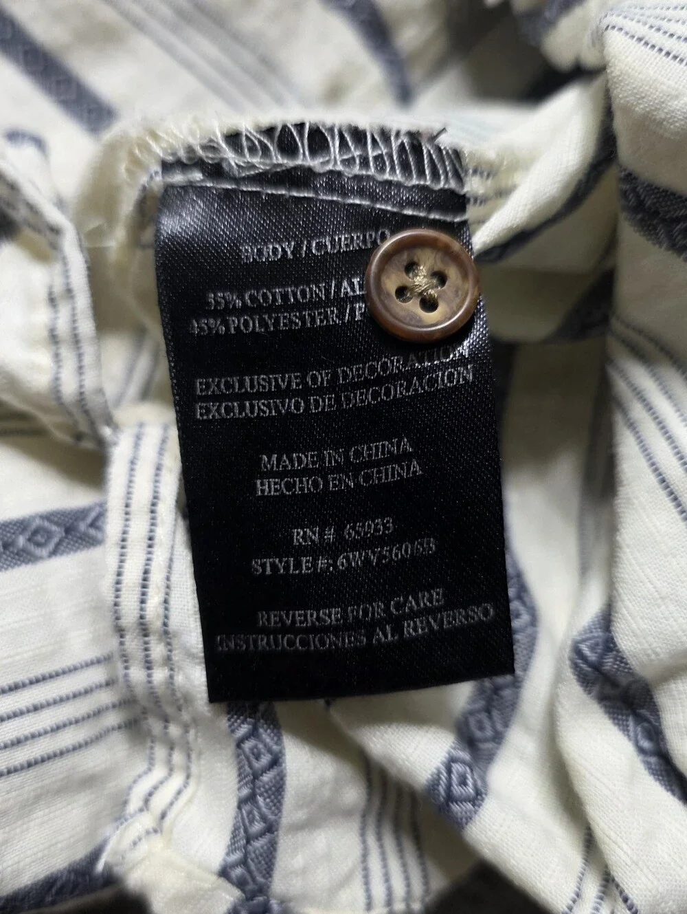 Distortion Boys Western Style Button Up Shirt Cream and Blue Size 8